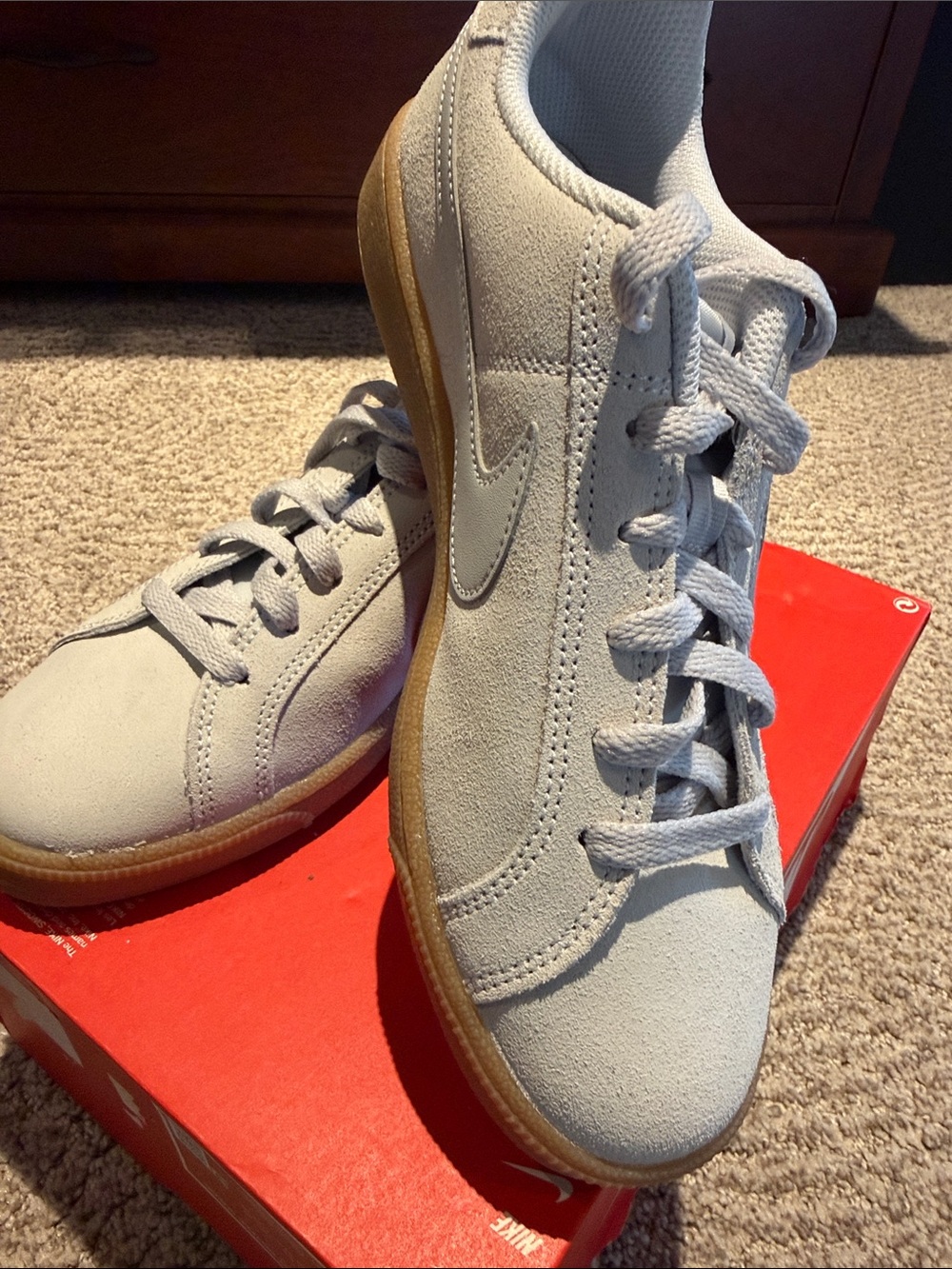 NWT Nike Women’s Baby Blue Gum bottom Court Royale Suede size 8